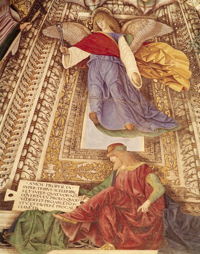 Amos and the Angel holding the pincers of the Passion of Christ, from the cupola of the Sacristy of St. Mark (detail) by Melozzo da Forli